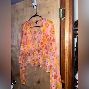 Wild fable floral sheer top in orange size XXL (US 18)